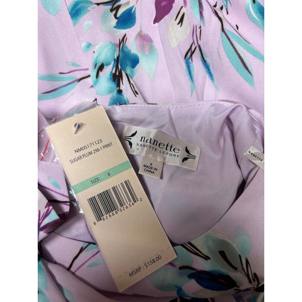 Nannette Lepore Women Dress 8 Fit Flare Midi Long Sleeve Sugar Plum Lined New - Picture 7 of 9